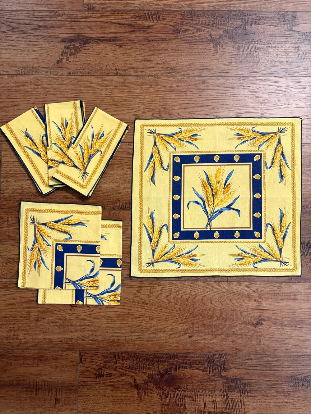 Vintage Wheat Sheaf Cotton Napkins Set of 6 French Country Farmhouse